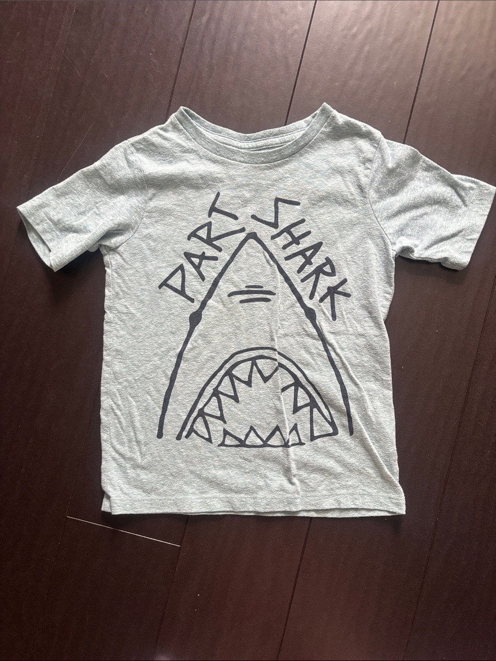 The Children's Place Light Gray Tee with Navy 'Part Shark' Graphic